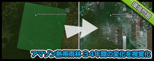 アマゾン熱帯雨林 34年間の変化を視覚化 アマゾン熱帯雨林 34年間の変化を視覚化