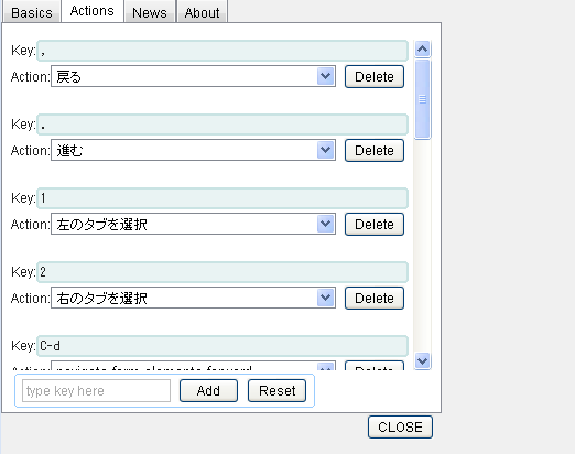 Google Chromeでキーコンフィグ