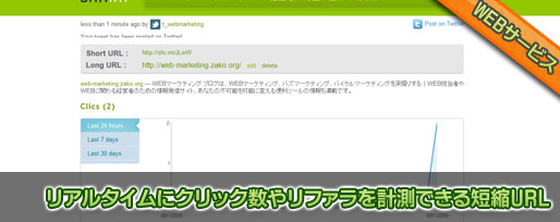 リアルタイムにクリック数やリファラを計測できる短縮URL リアルタイムにクリック数やリファラを計測できる短縮URL