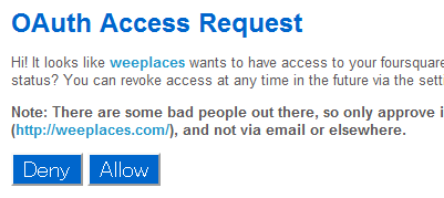 Wee-Places2 OAuth