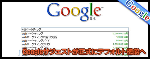 Google SuggestがGoogle検索のデフォルト機能に