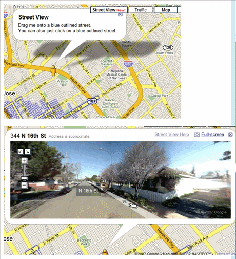 Google Mapに新機能、「Street View(ストリート・ビュー)」