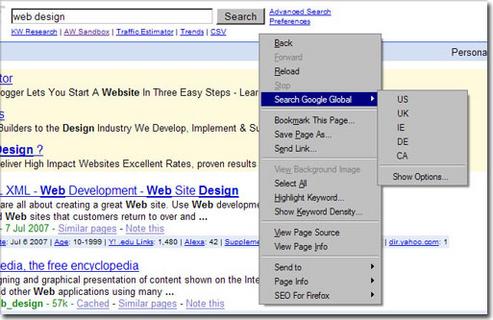 Google Global Firefox Extension