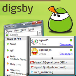 digsbyでGoogleやYahoo!、AIM、Twitterのアカウントを同時管理