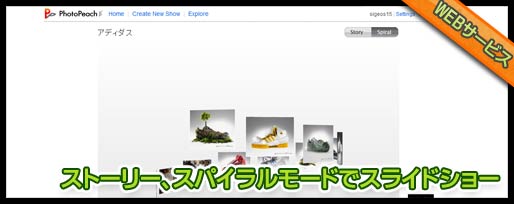 ストーリー、スパイラルモードでスライドショー