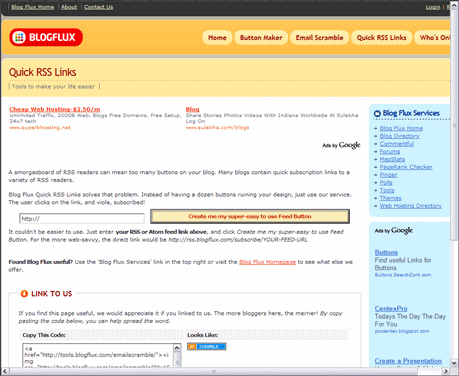 「Quick RSS Links」素早くRSSアイコンのタグを生成してくれるサービス